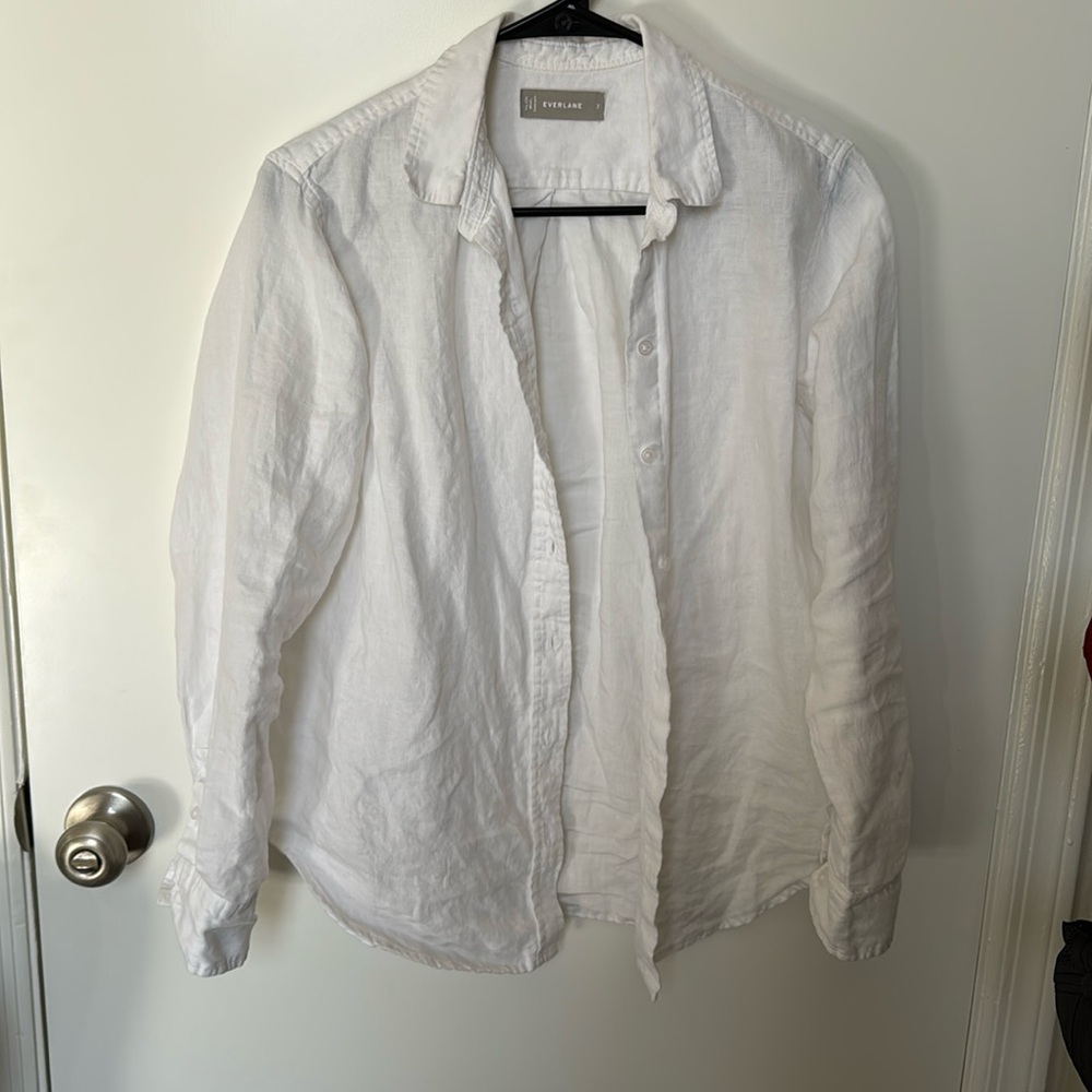 EVERLANE - WHITE LINEN BUTTON DOWN - SIZE 2